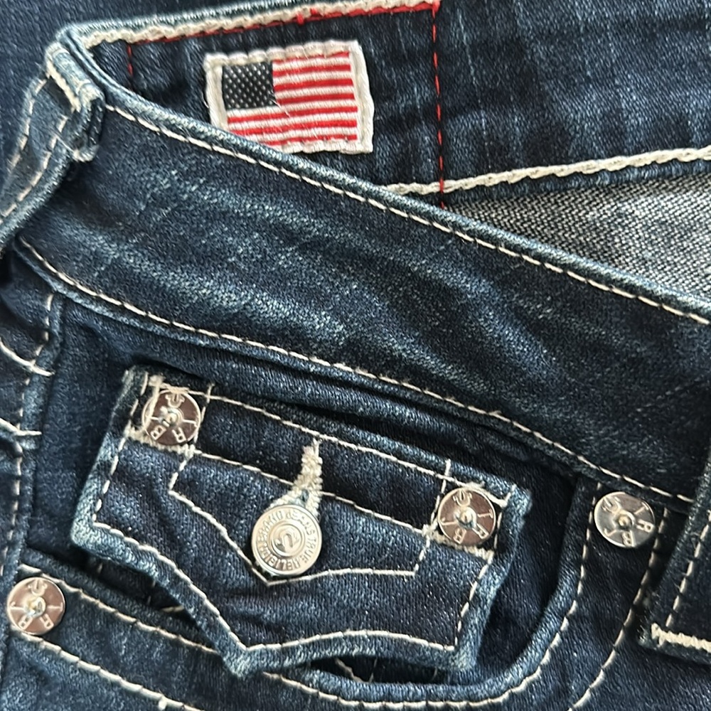 True Religion Becky Blue Jeans Size 28 with Swarovski Buttons New! - Picture 5 of 10